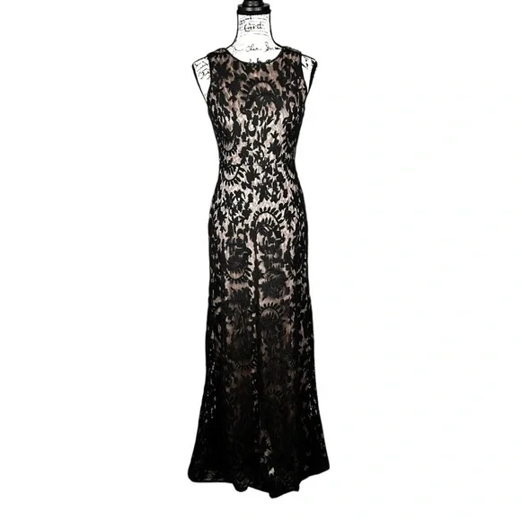 Adrianna Papell Women's Black Long Dress Wedding Guest Evening Gown size 4 - Picture 4 of 15